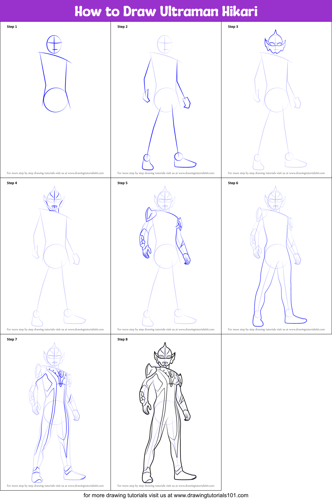 How to Draw Ultraman Hikari Printable Step by Step