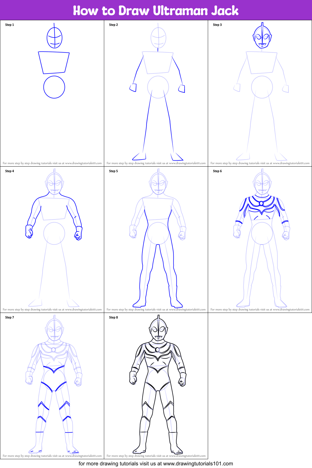 How to Draw Ultraman Jack Printable Step by Step