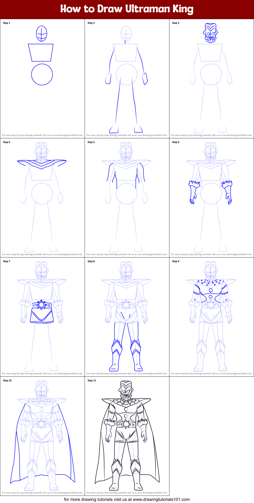 How to Draw Ultraman King Printable Step by Step