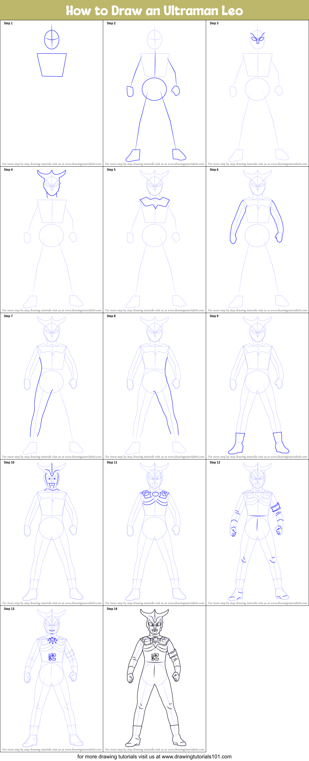 How to Draw an Ultraman Leo Printable Step by Step