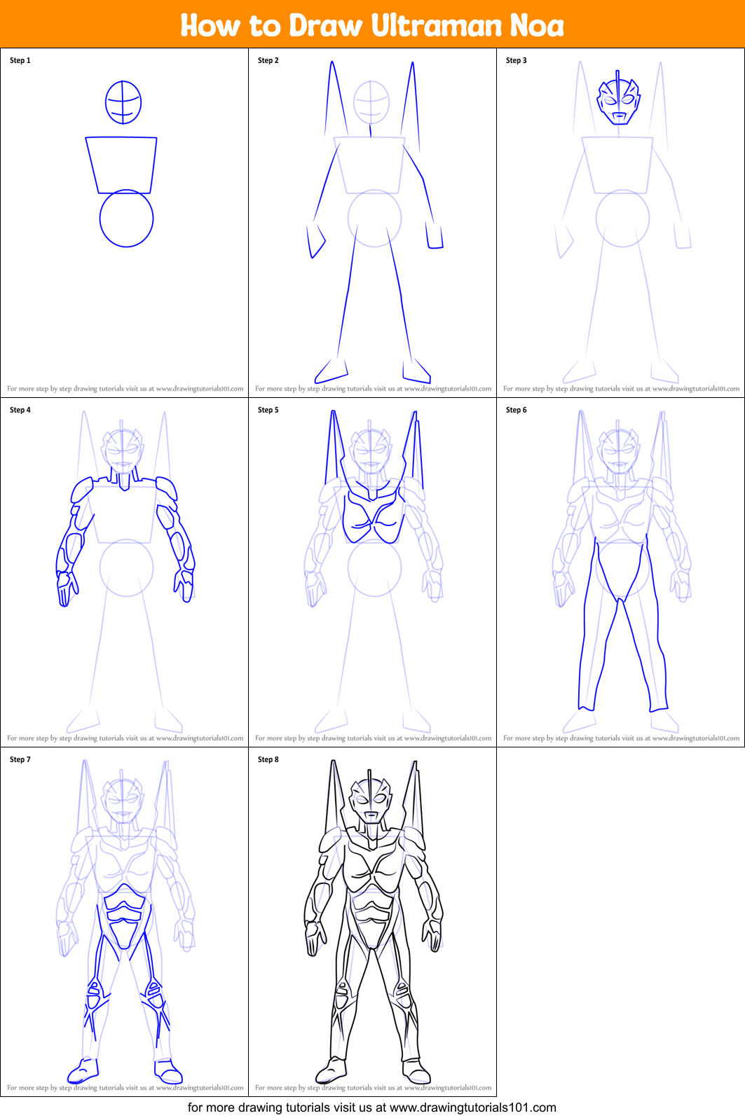 How to Draw Ultraman Noa Printable Step by Step