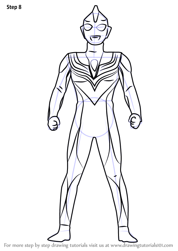 Learn How to Draw Ultraman Tiga (Ultraman) Step by Step : Drawing Tutorials