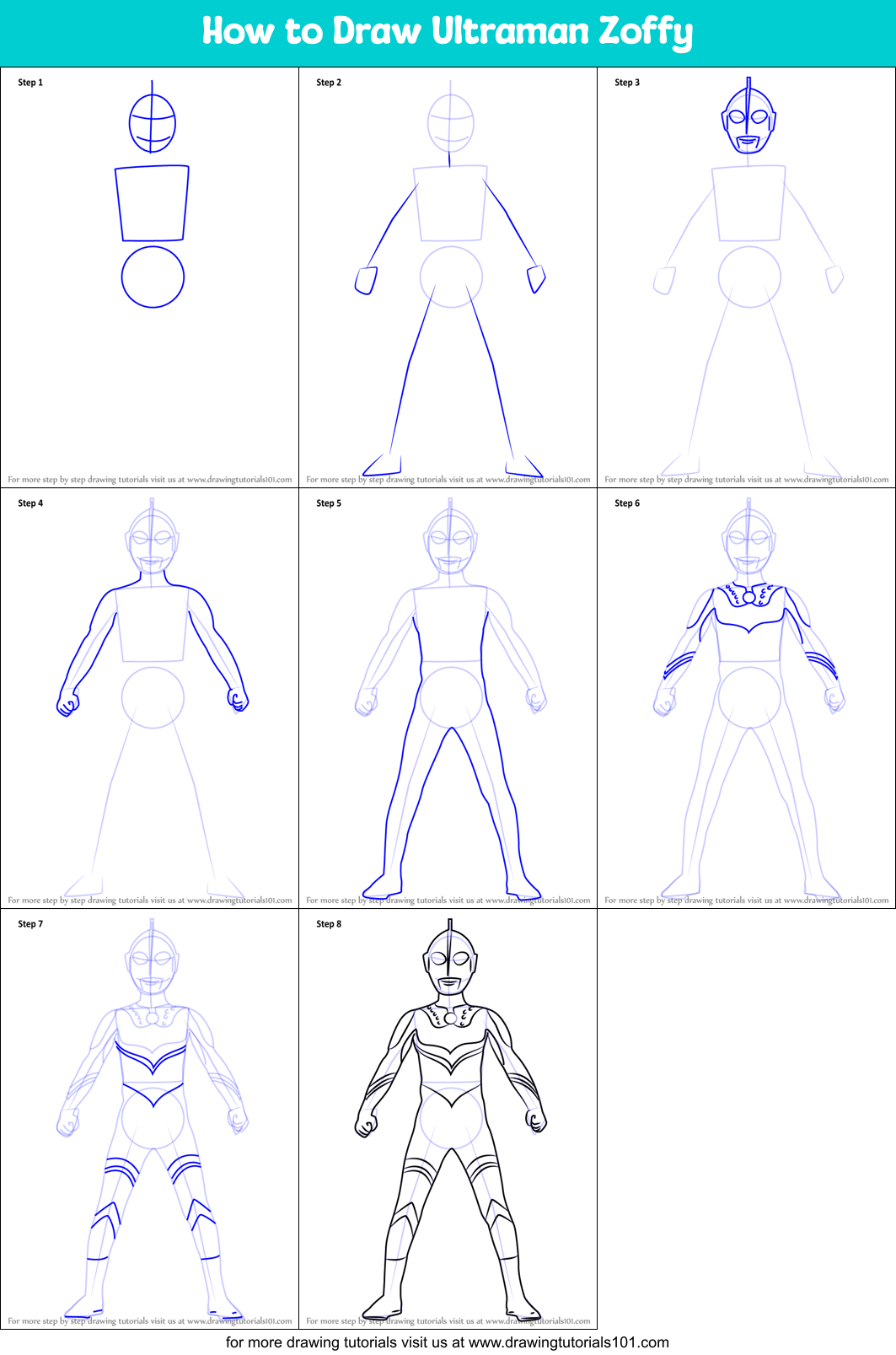 How to Draw Ultraman Zoffy Printable Step by Step
