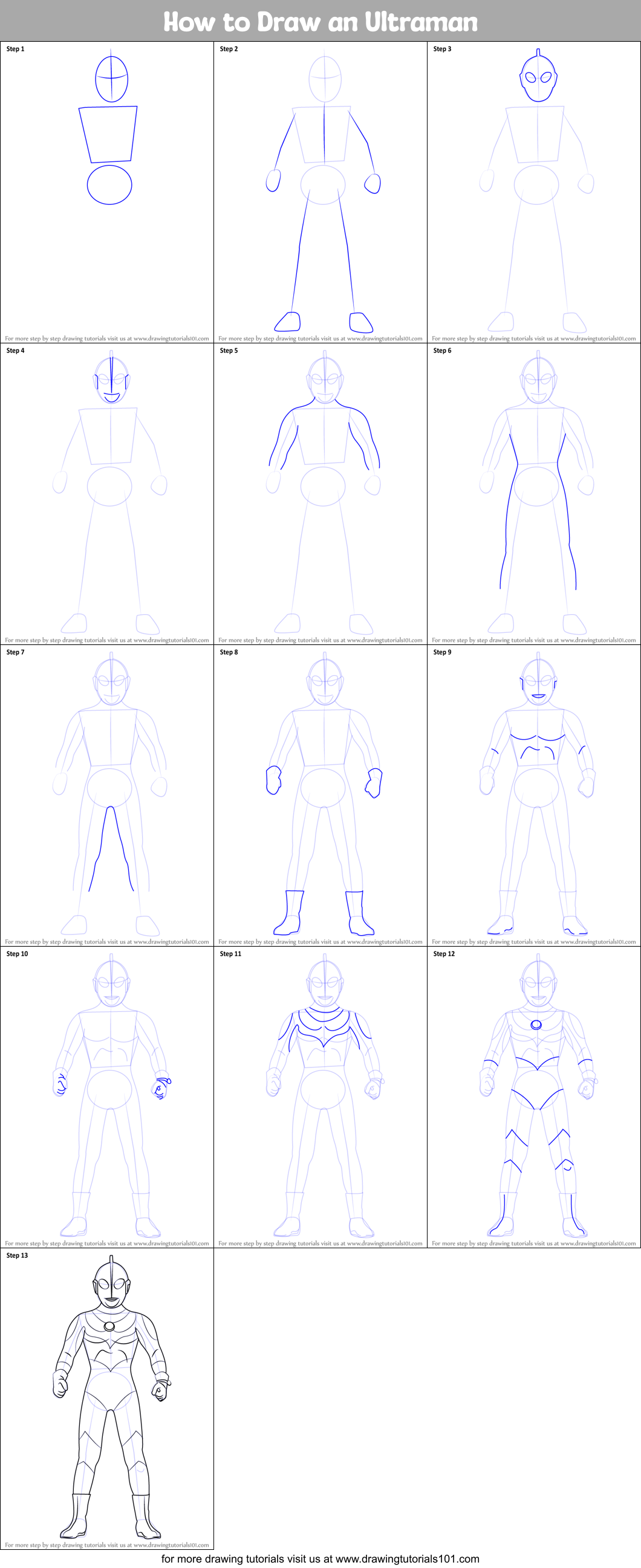 How to Draw an Ultraman Printable Step by Step