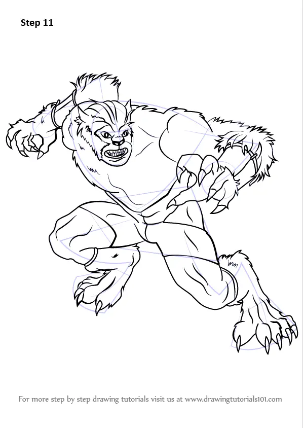 How to Draw Beast from X-Men (X-Men) Step by Step | DrawingTutorials101.com