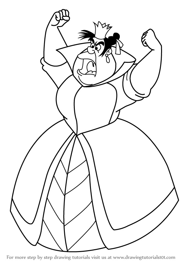 How to Draw Queen of Hearts from Alice in Wonderland (Alice in ...