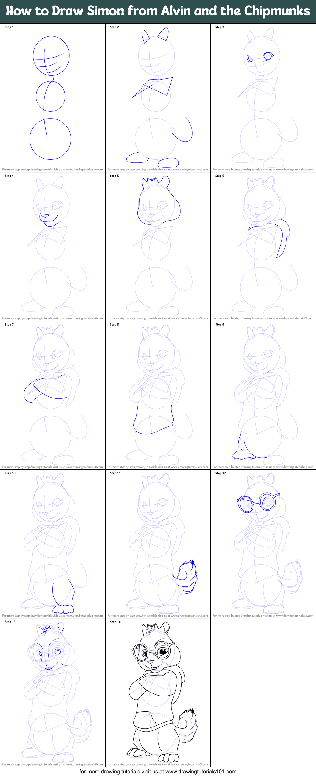 How to Draw Simon from Alvin and the Chipmunks (Alvin and the Chipmunks ...