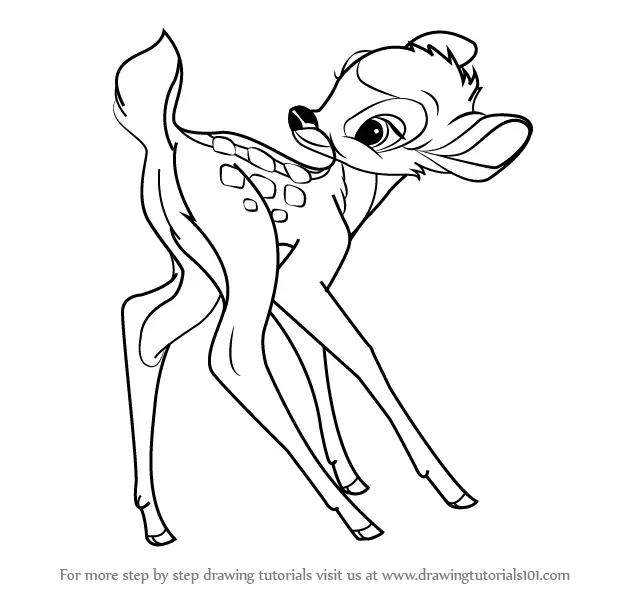 How to Draw Bambi from Bambi (Bambi) Step by Step | DrawingTutorials101.com