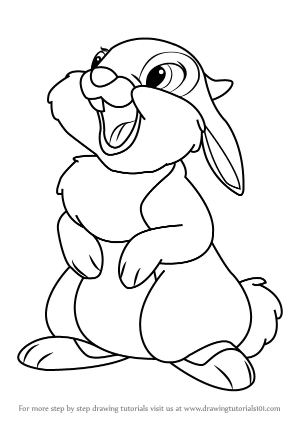 thumper bambi drawing draw disney rabbit cartoon step drawings easy sketches drawingtutorials101 characters bunny coloring cute cartoons prince tutorials tutorial