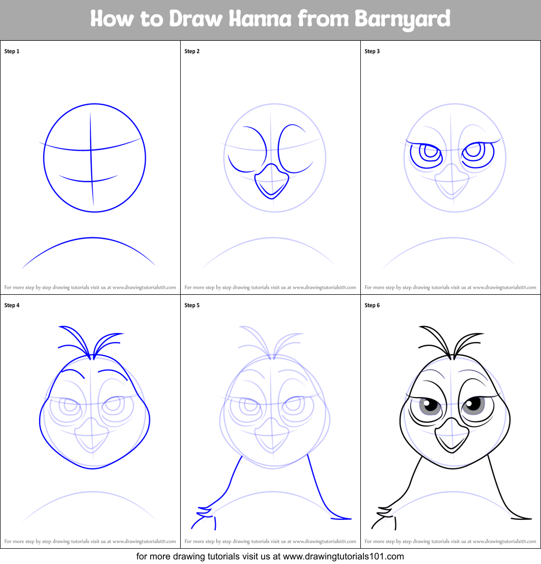 How to Draw Hanna from Barnyard Printable Step by Step