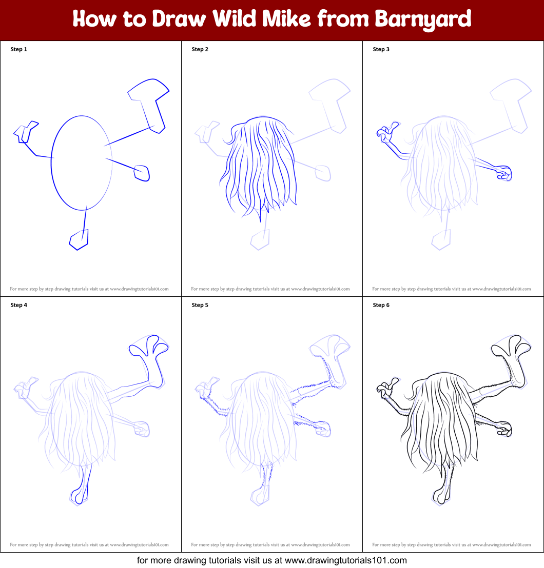 How to Draw Wild Mike from Barnyard Printable Step by Step