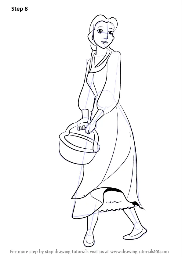 Learn How To Draw Peasant Belle From Beauty And The Beast Beauty And The Beast Step By Step Drawing Tutorials