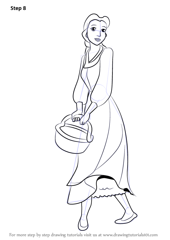 Learn How To Draw Peasant Belle From Beauty And The Beast Beauty And The Beast Step By Step Drawing Tutorials