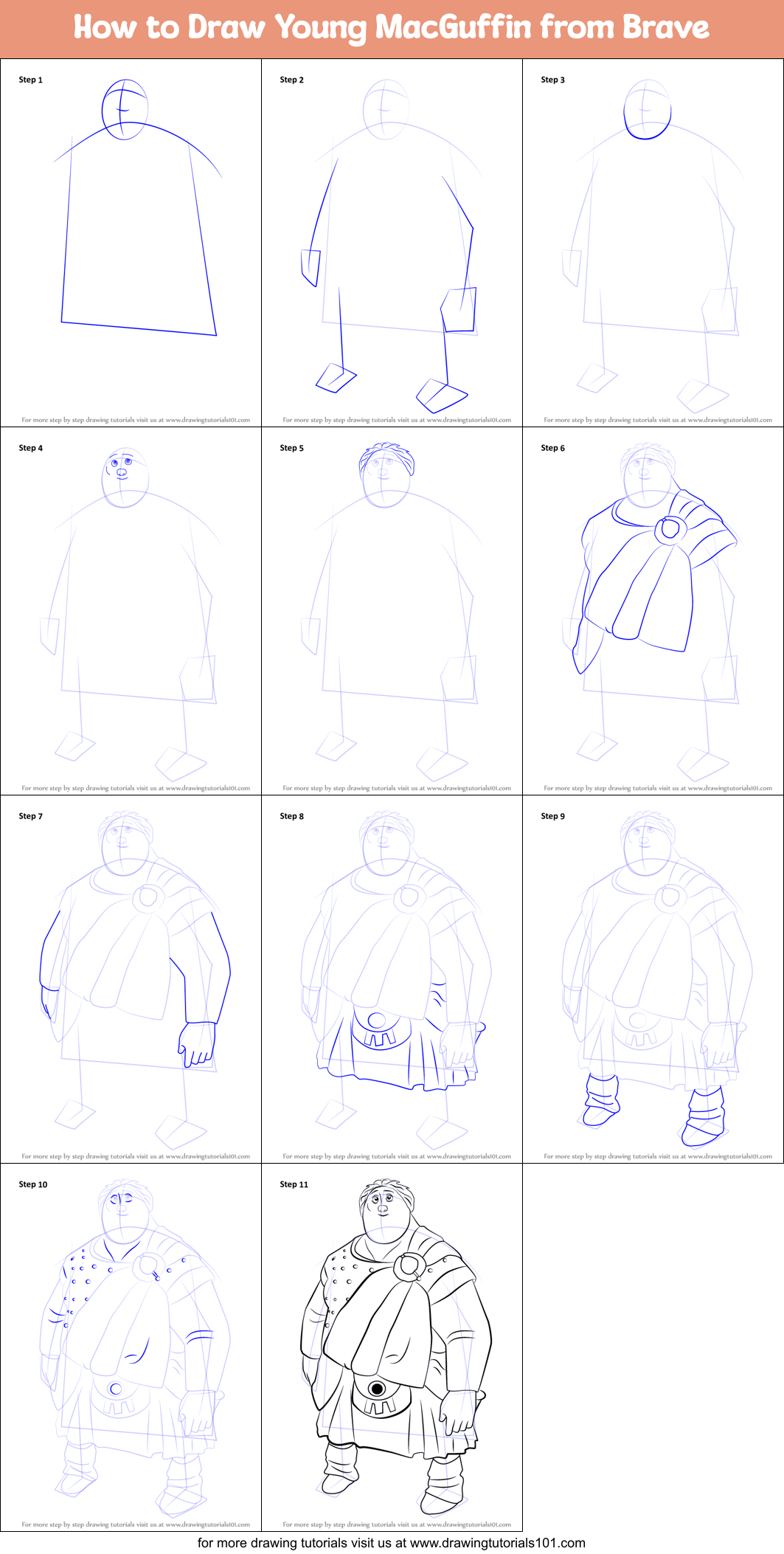 How to Draw Young MacGuffin from Brave Printable Step by Step