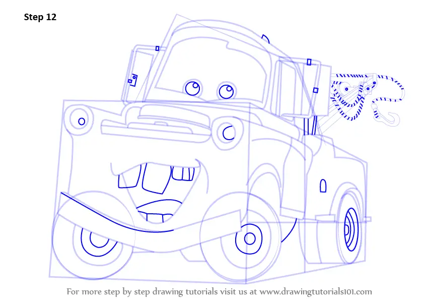 Learn How to Draw Tow Mater from Cars (Cars) Step by Step : Drawing