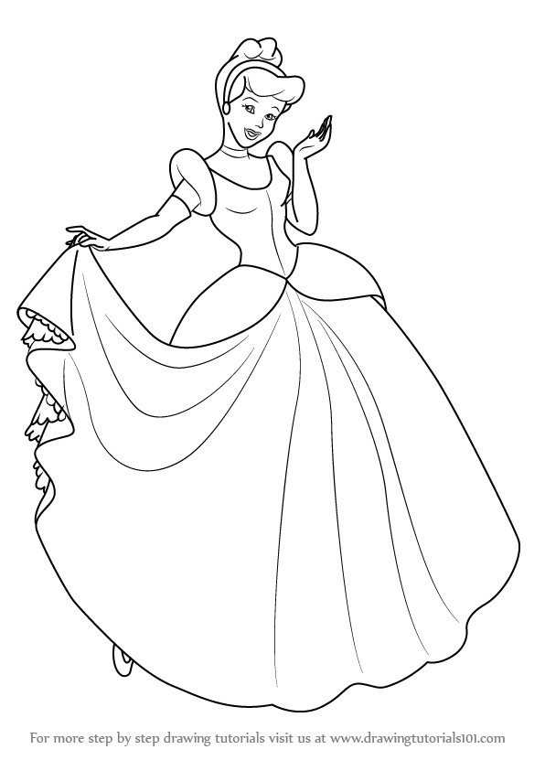 Step by Step How to Draw Princess Cinderella : DrawingTutorials101.com