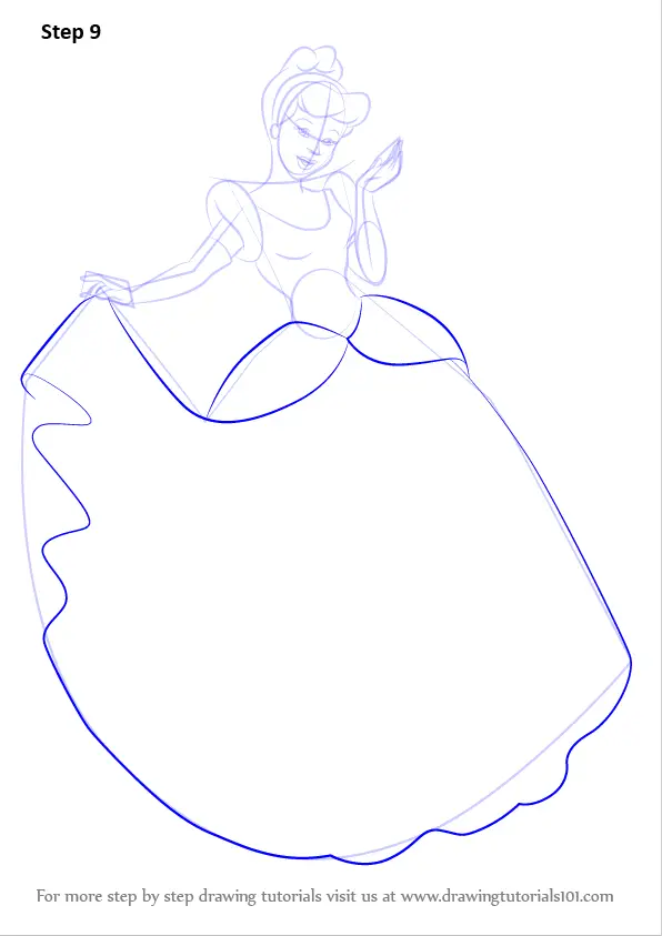 Learn How to Draw Princess Cinderella (Cinderella) Step by ...