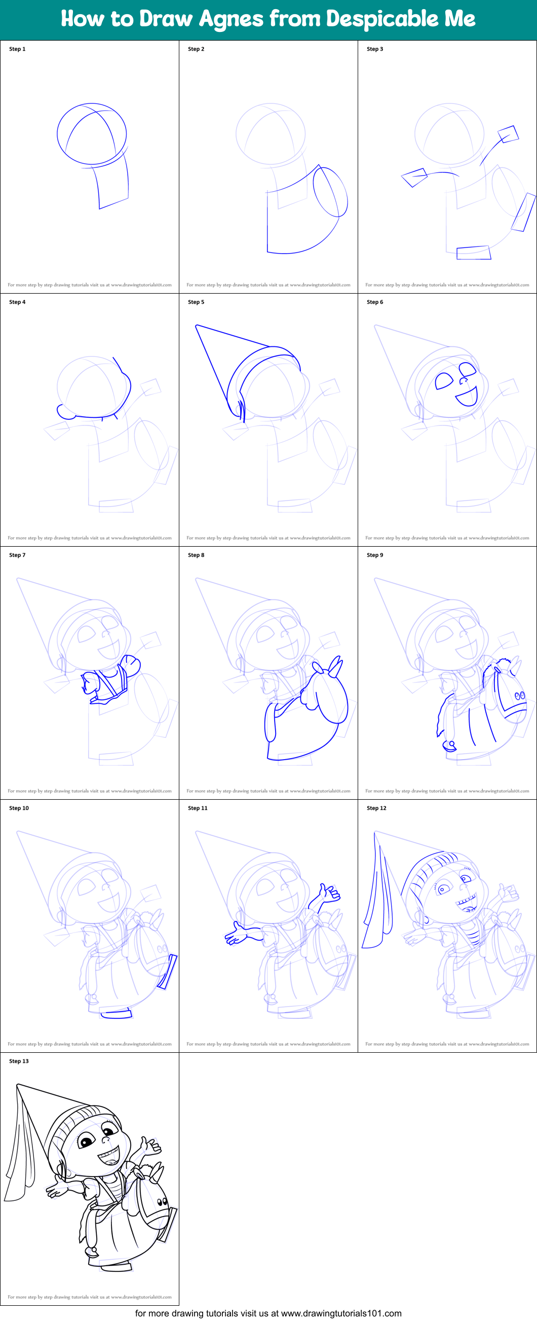 How to Draw Agnes from Despicable Me (Despicable Me) Step by Step ...