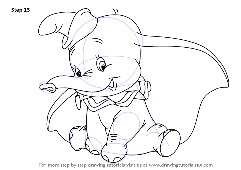 learn how to draw dumbo elephant from dumbo dumbo step