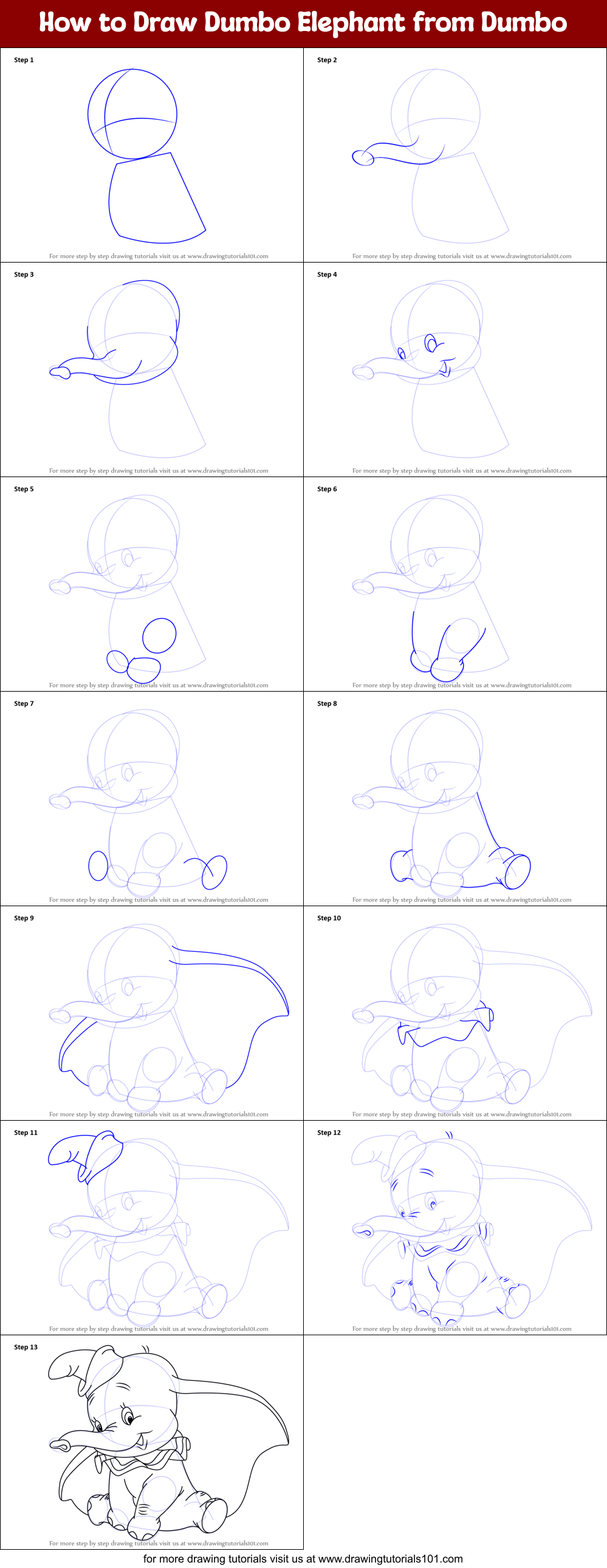 How to Draw Dumbo Elephant from Dumbo (Dumbo) Step by Step ...