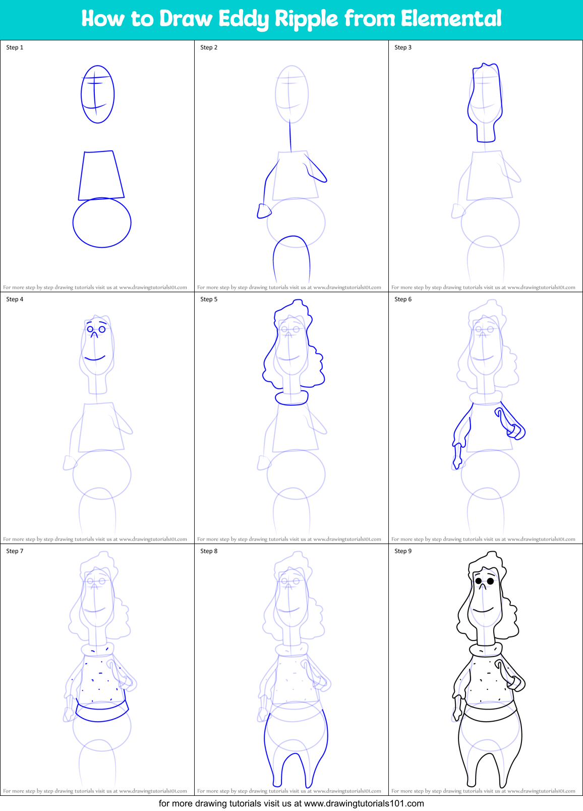 How to Draw Eddy Ripple from Elemental Printable Step by Step