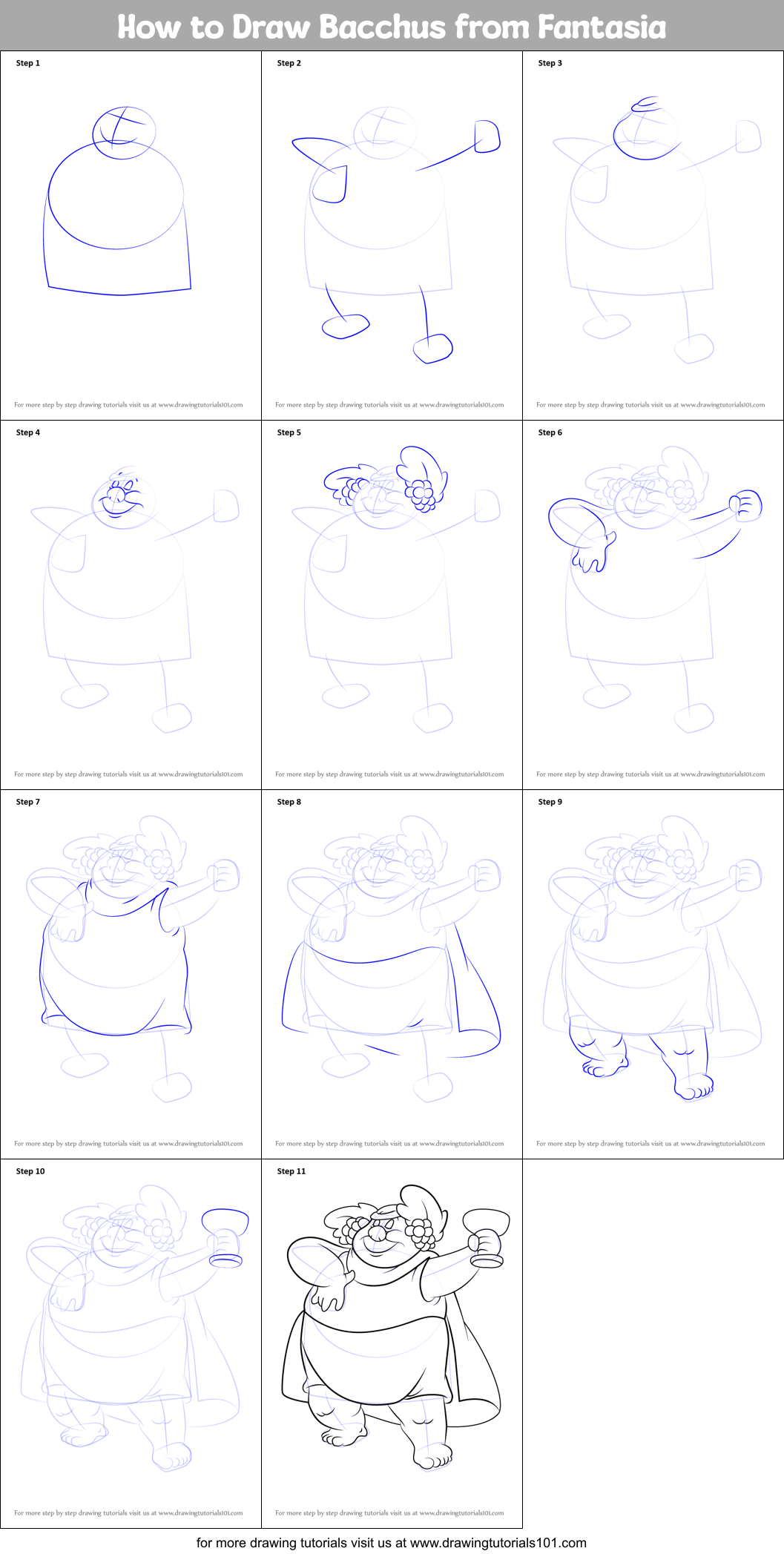 How to Draw Bacchus from Fantasia Printable Step by Step