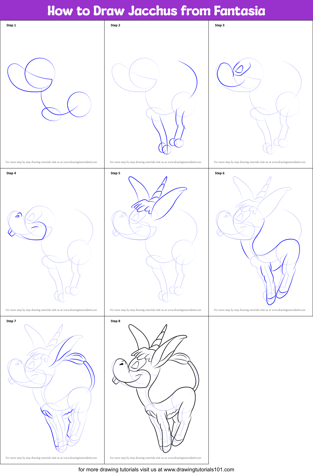 How to Draw Jacchus from Fantasia Printable Step by Step