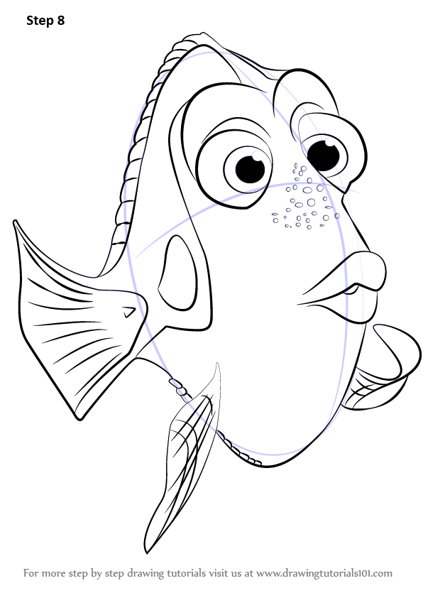 Step by Step How to Draw Dory from Finding Dory : DrawingTutorials101.com