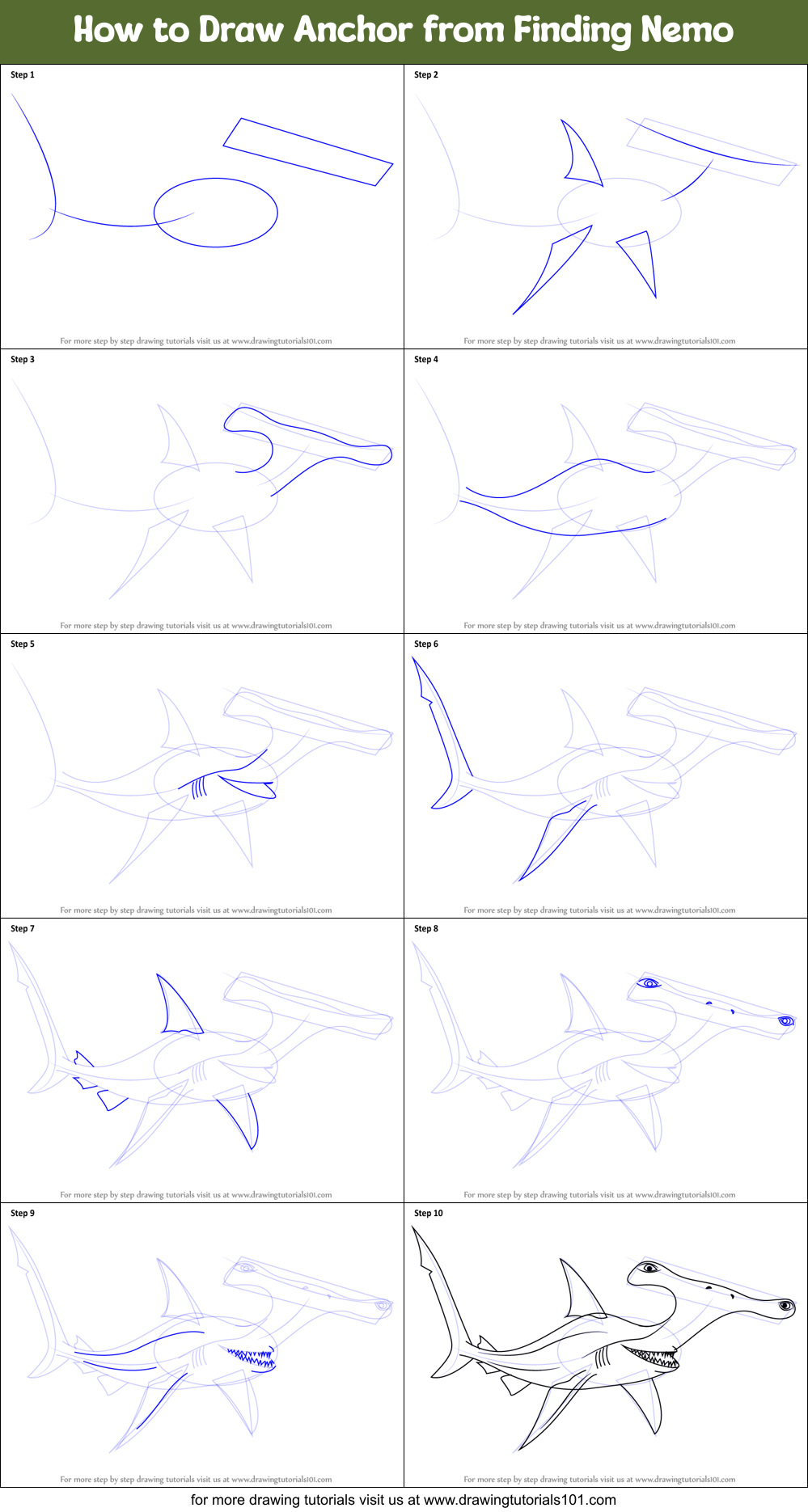 How to Draw Anchor from Finding Nemo Printable Step by Step