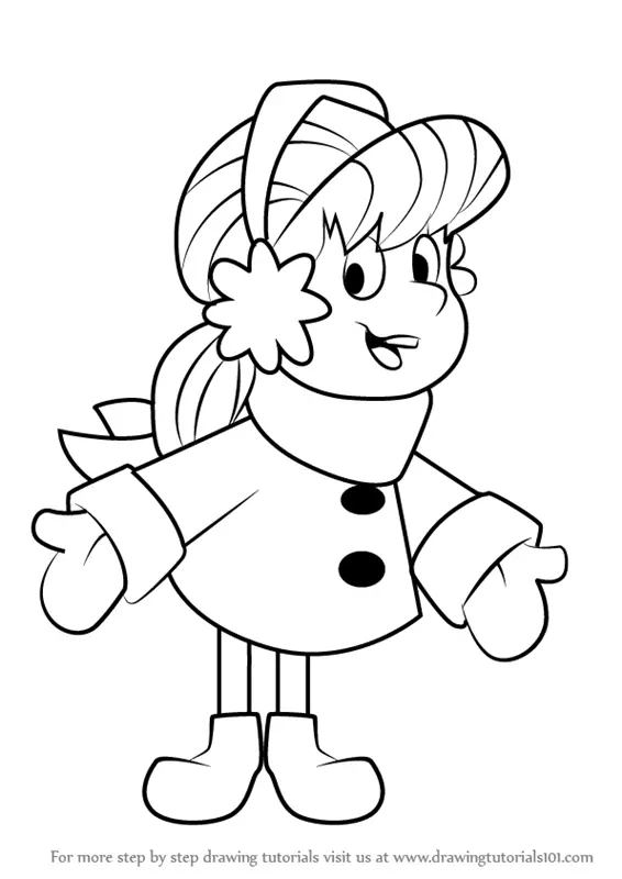 Learn How To Draw Karen From Frosty The Snowman Frosty The Snowman Step By Step Drawing Tutorials