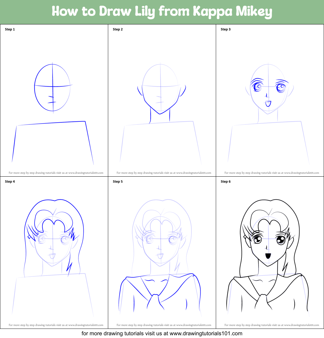 How to Draw Lily from Kappa Mikey Printable Step by Step