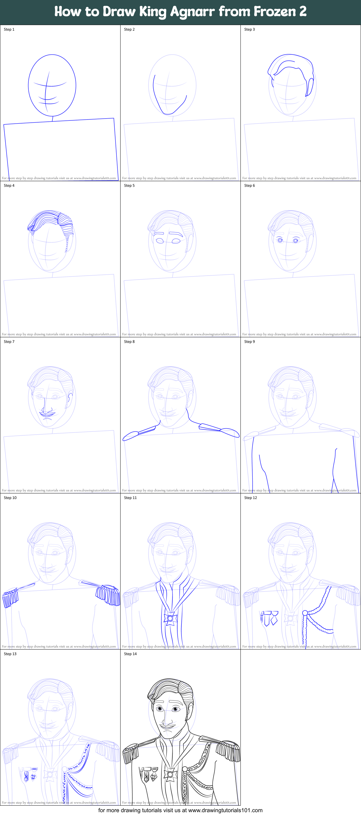How to Draw King Agnarr from Frozen 2 Printable Step by Step