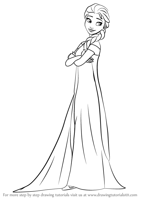 Learn How to Draw Elsa from Frozen Fever (Frozen Fever) Step by Step