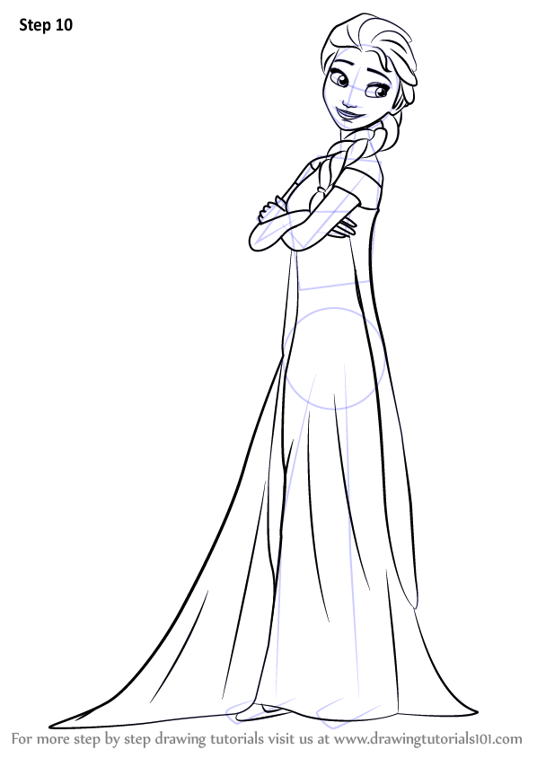 Learn How to Draw Elsa from Frozen Fever (Frozen Fever) Step by Step