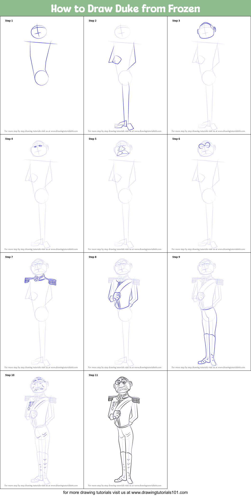 How to Draw Duke from Frozen Printable Step by Step