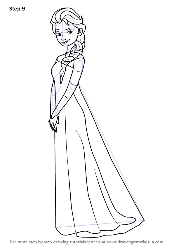 Learn How To Draw Elsa From Frozen Frozen Step By Step Drawing Tutorials