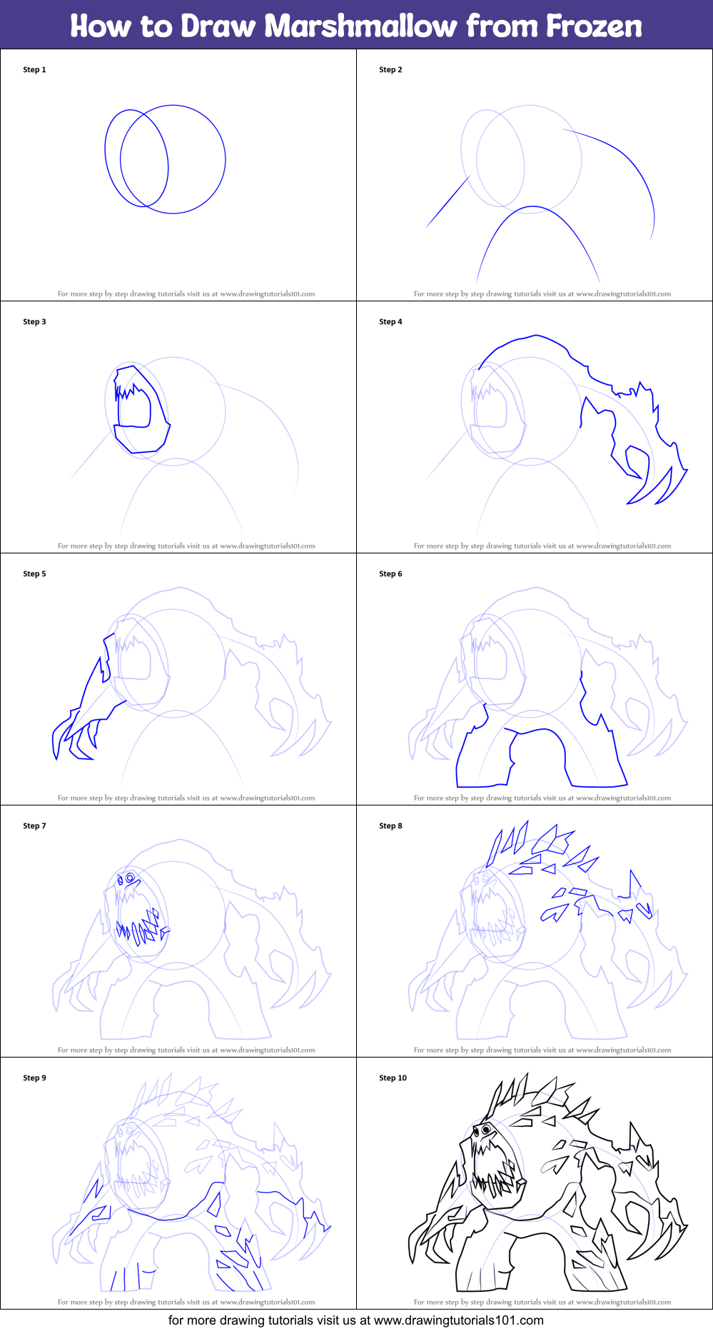 How to Draw Marshmallow from Frozen Printable Step by Step