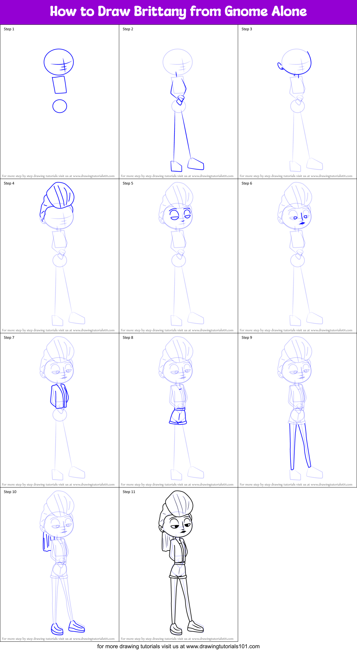 How to Draw Brittany from Gnome Alone Printable Step by Step