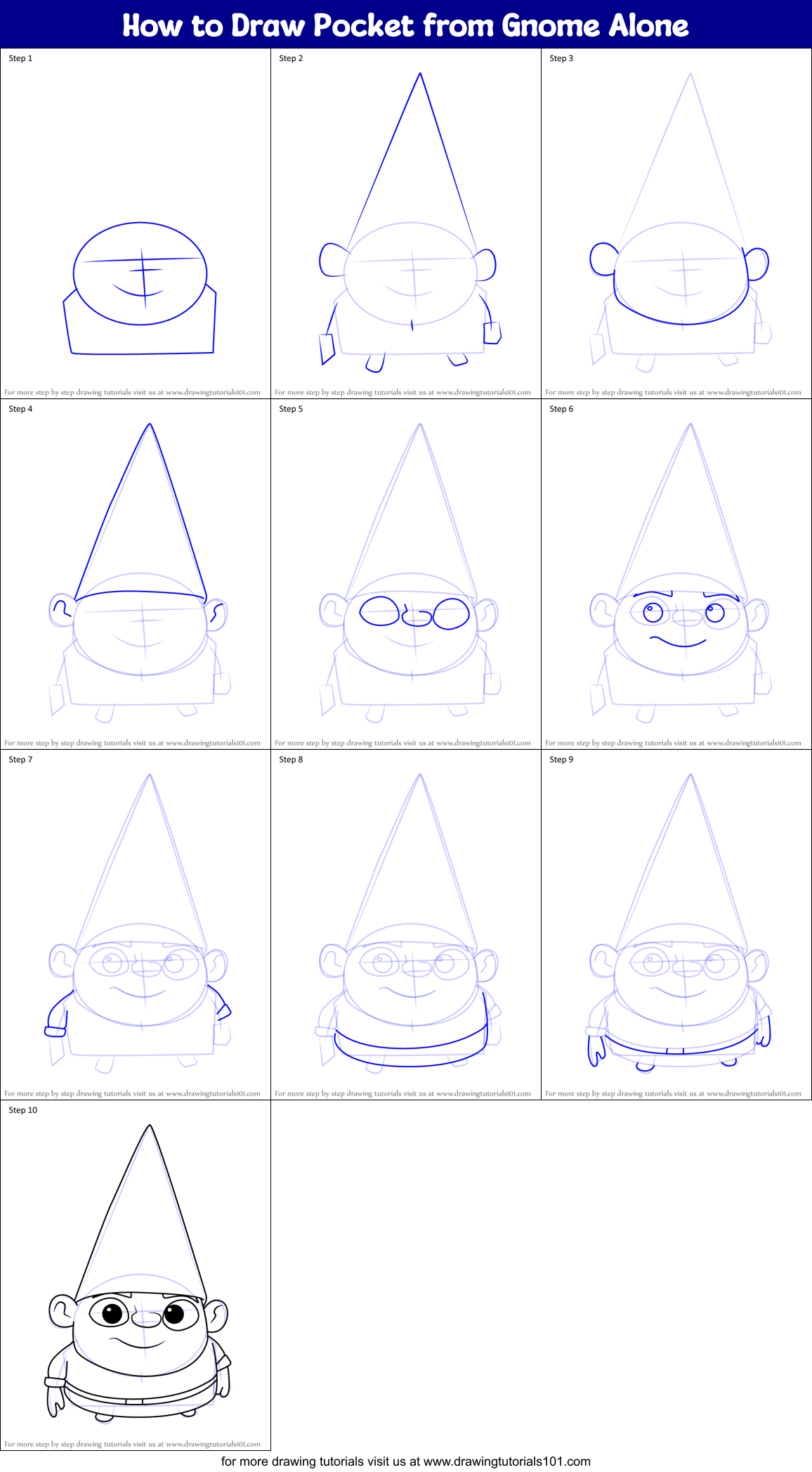 How to Draw Pocket from Gnome Alone Printable Step by Step