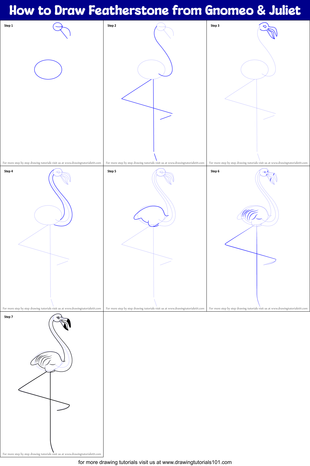 How to Draw Featherstone from Gnomeo & Juliet Printable Step by Step