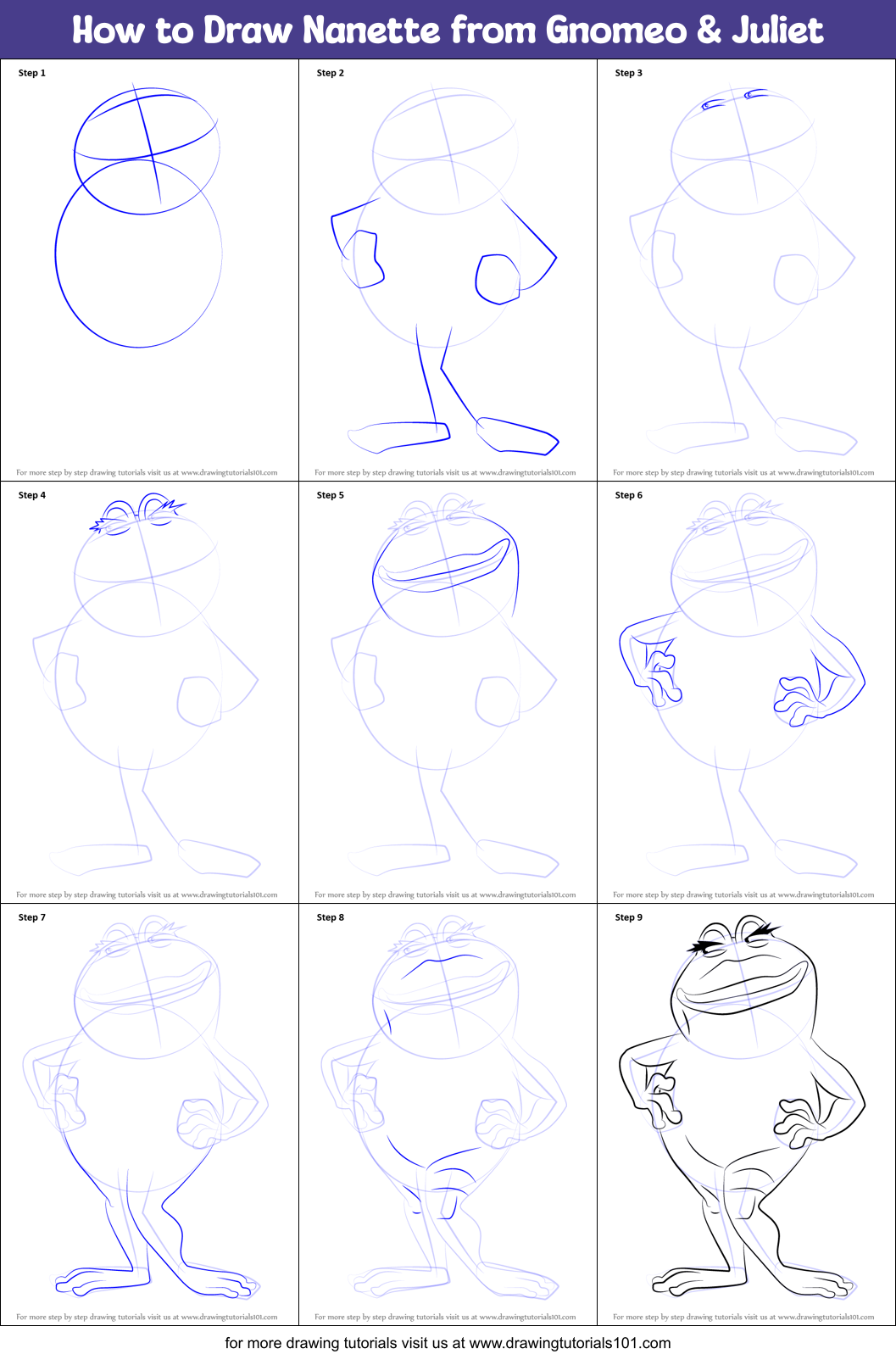 How to Draw Nanette from Gnomeo & Juliet Printable Step by Step