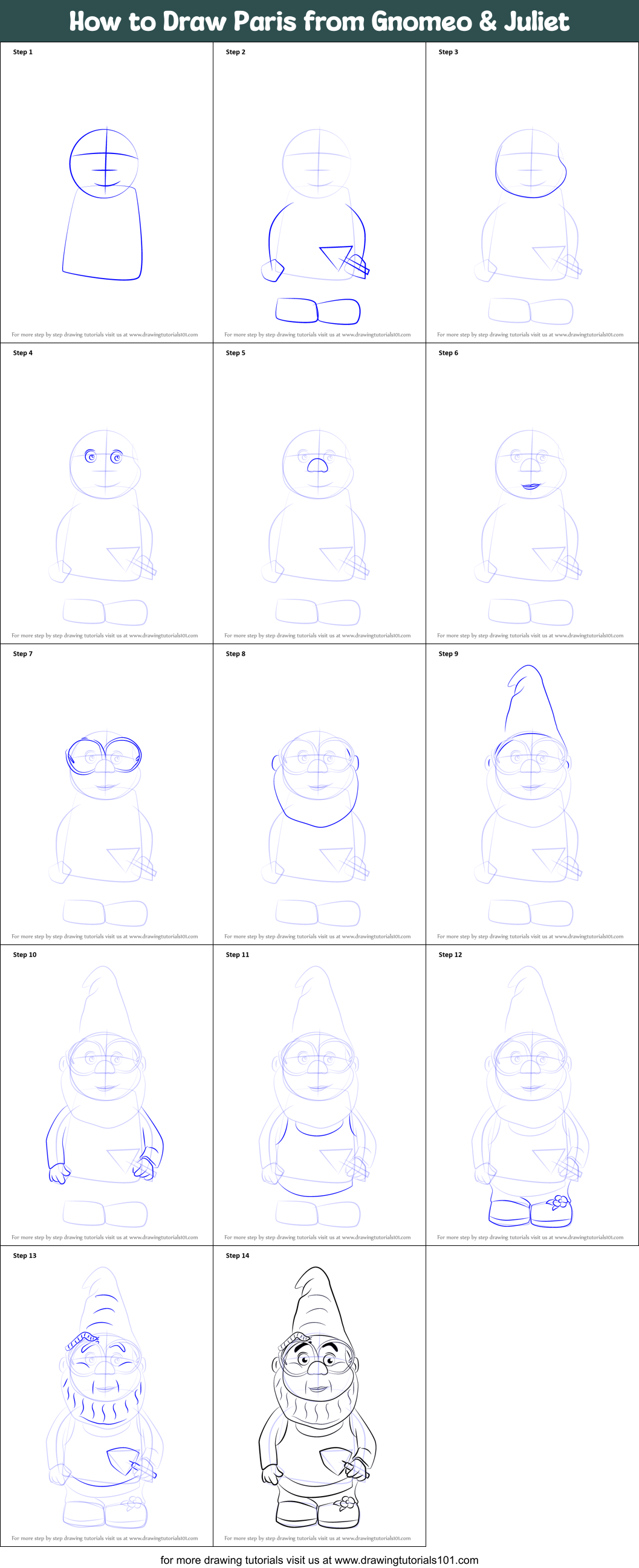 How to Draw Paris from Gnomeo & Juliet Printable Step by Step