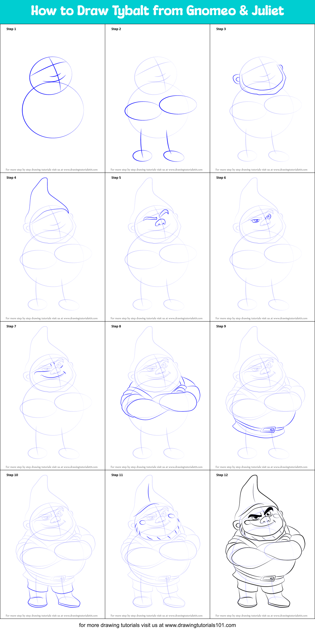 How to Draw Tybalt from Gnomeo & Juliet Printable Step by Step