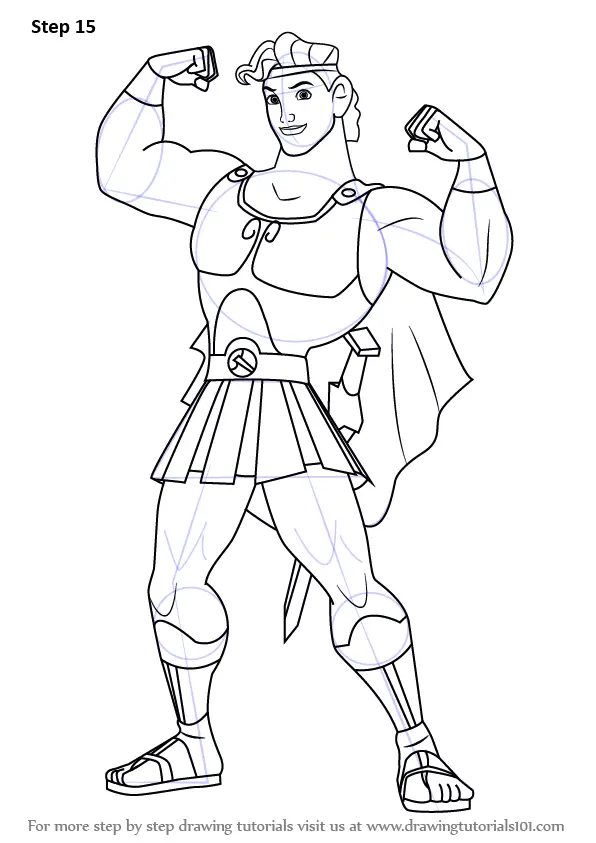 Learn How to Draw Hercules (Hercules) Step by Step : Drawing Tutorials