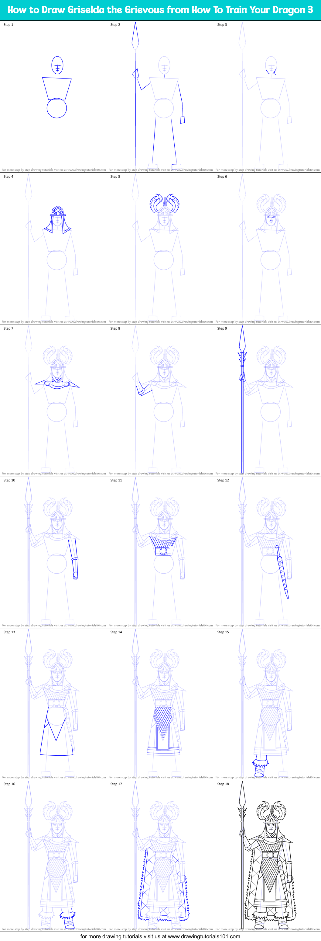 How to Draw Griselda the Grievous from How To Train Your Dragon 3 Printable Step by Step