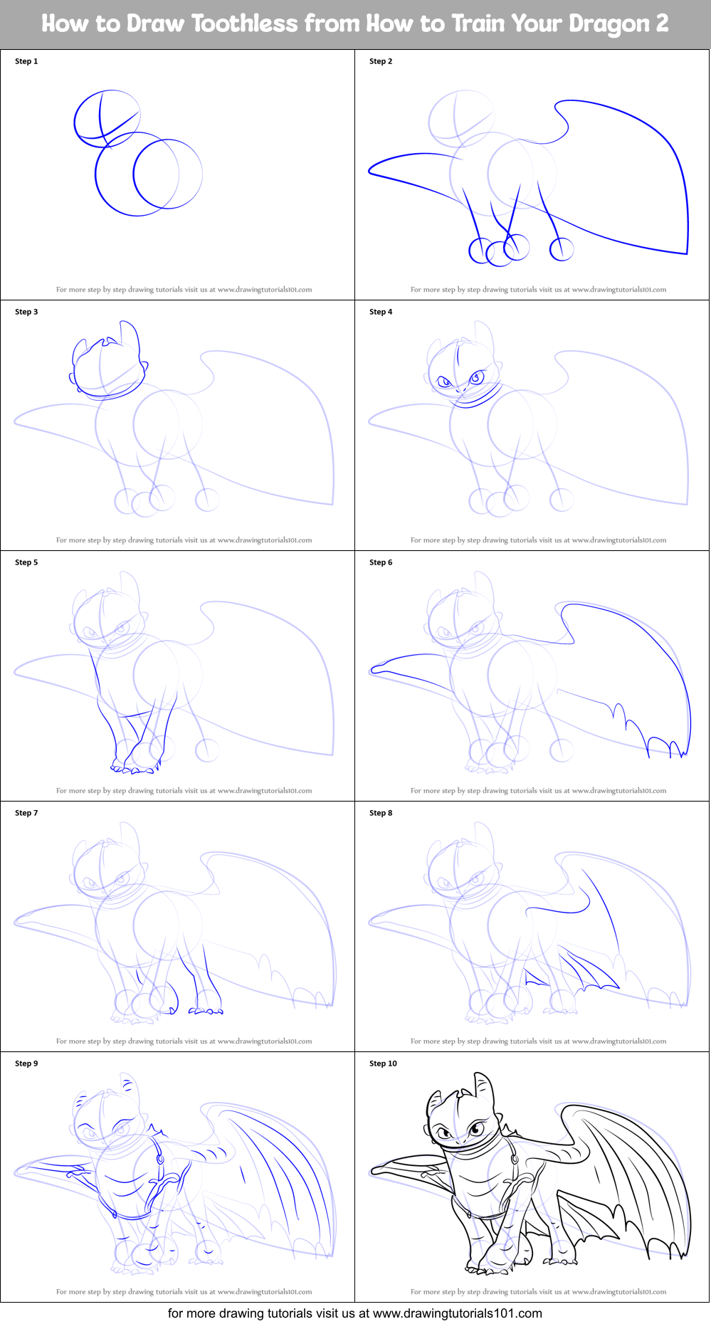 How to Draw Toothless from How to Train Your Dragon 2 (How to Train ...