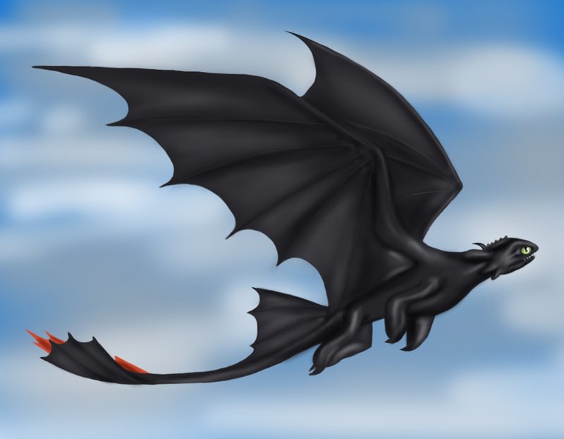 Learn How to Draw Toothless Flying from How to Train Your Dragon (How