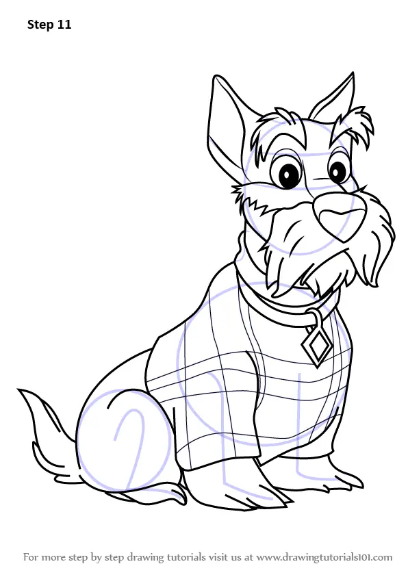 Step by Step How to Draw Jock from Lady and the Tramp