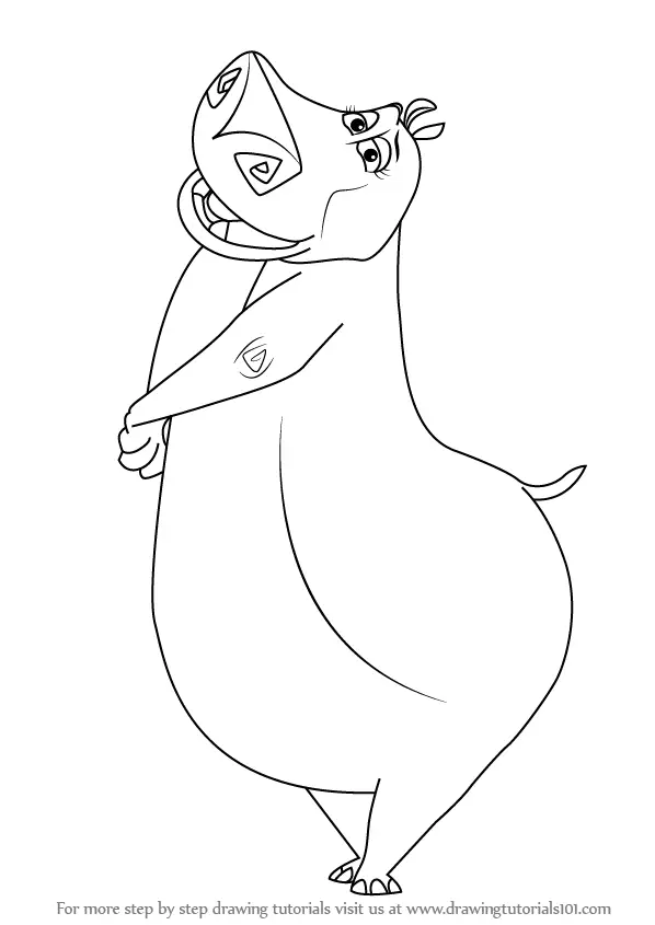 Learn How to Draw Gloria the Hippopotamus from Madagascar (Madagascar