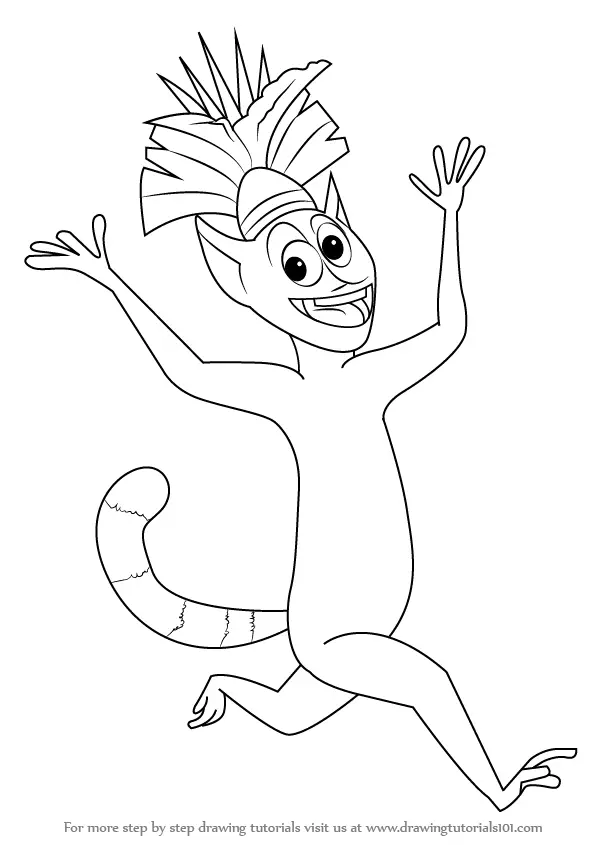 Learn How to Draw King Julien from Madagascar (Madagascar) Step by Step